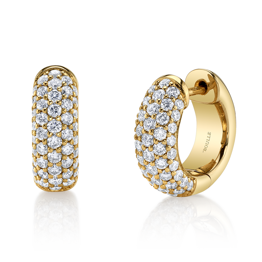 deBoulle Collection Micro Hoop Earrings with Diamonds in Yellow Gold
