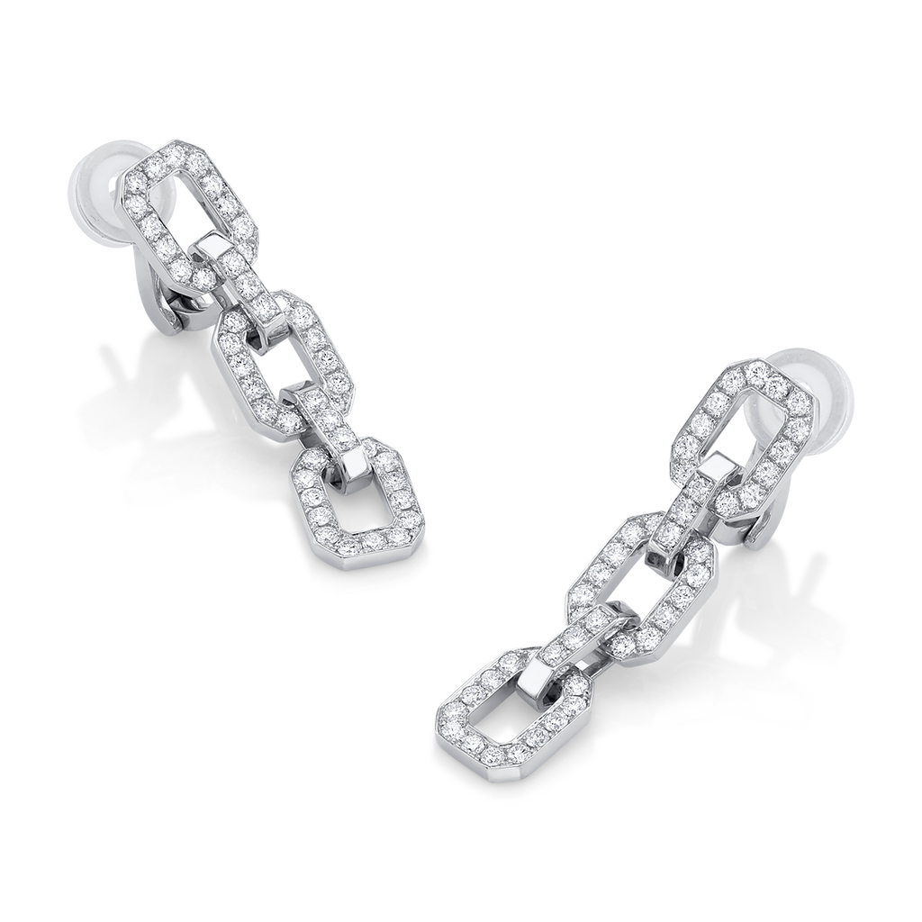 deBoulle Collection Linkedin Earrings with Diamonds in White Gold