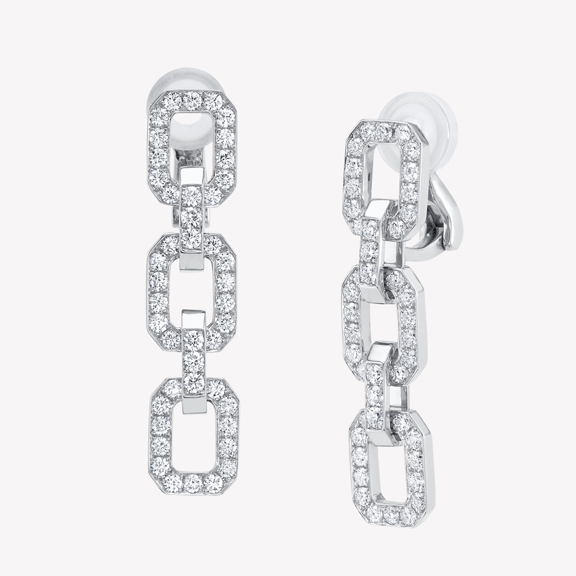 deBoulle Collection Linkedin Earrings with Diamonds in White Gold