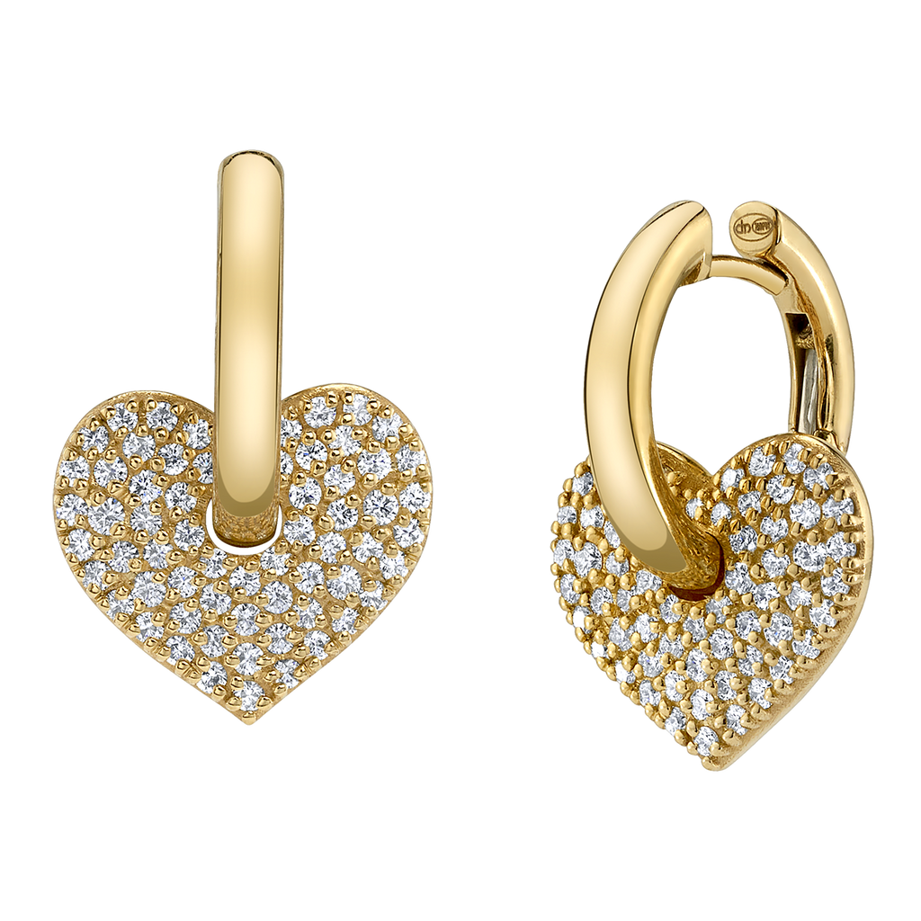 Two of Hearts Diamond Earrings in Yellow Gold