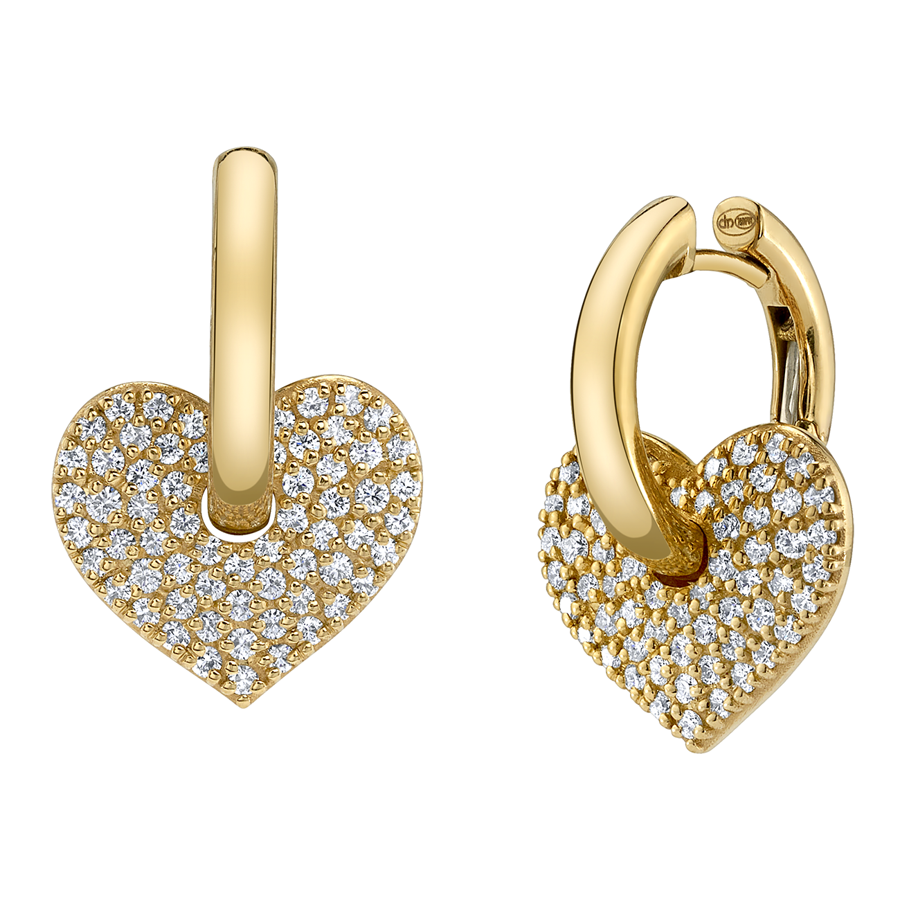 Two of Hearts Diamond Earrings in Yellow Gold