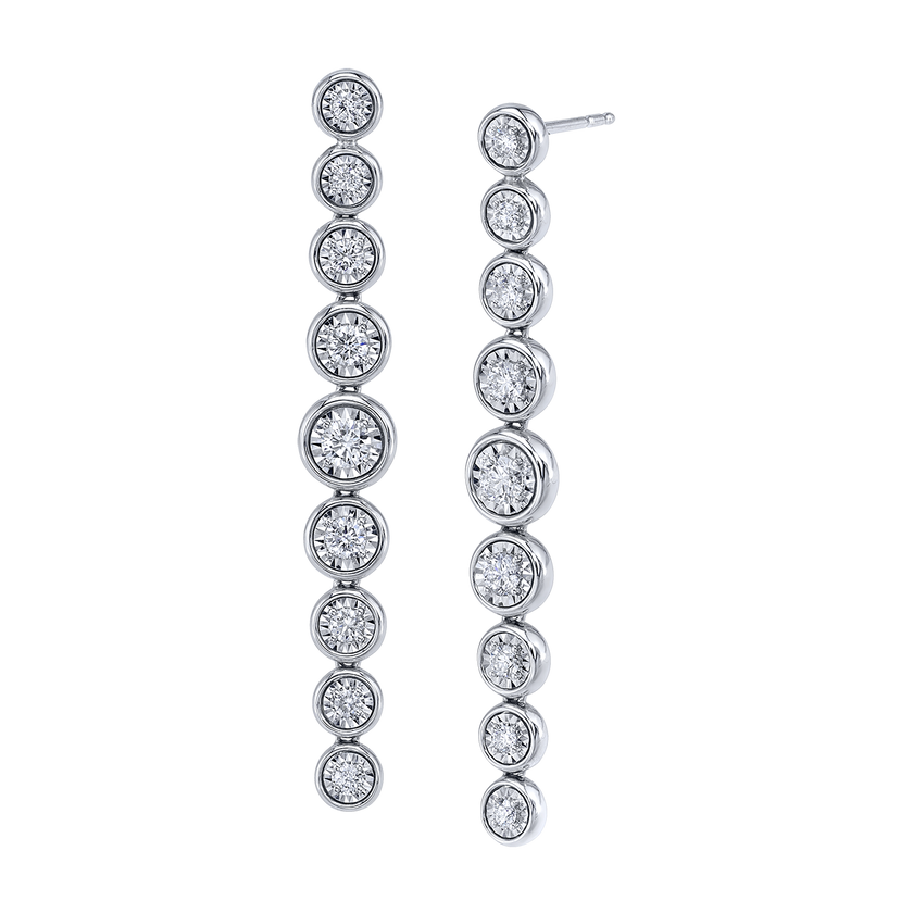 deBoulle Collection Emma Linear Drop Earrings in White Gold