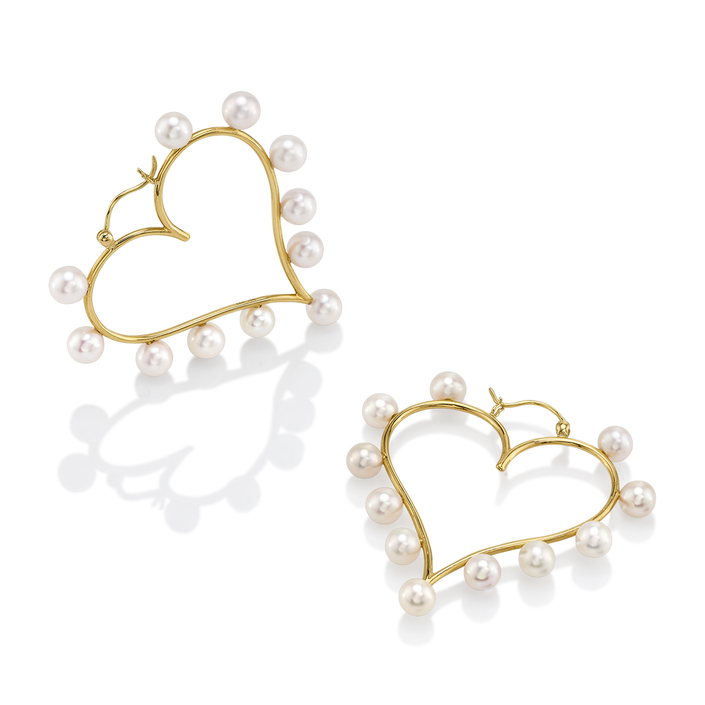 deBoulle Collection Freshwater Pearl Heart Shape Hoop Earrings