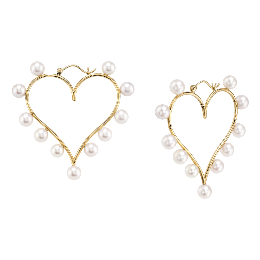 Freshwater Pearl Heart Shape Hoop Earrings