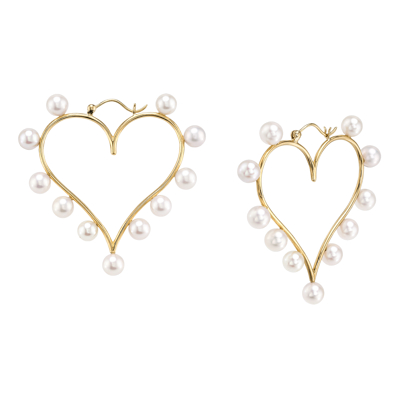 Freshwater Pearl Heart Shape Hoop Earrings