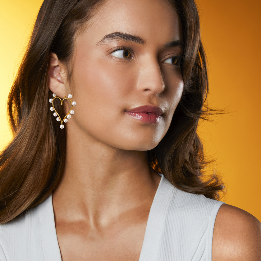 deBoulle Collection Freshwater Pearl Heart Shape Hoop Earrings