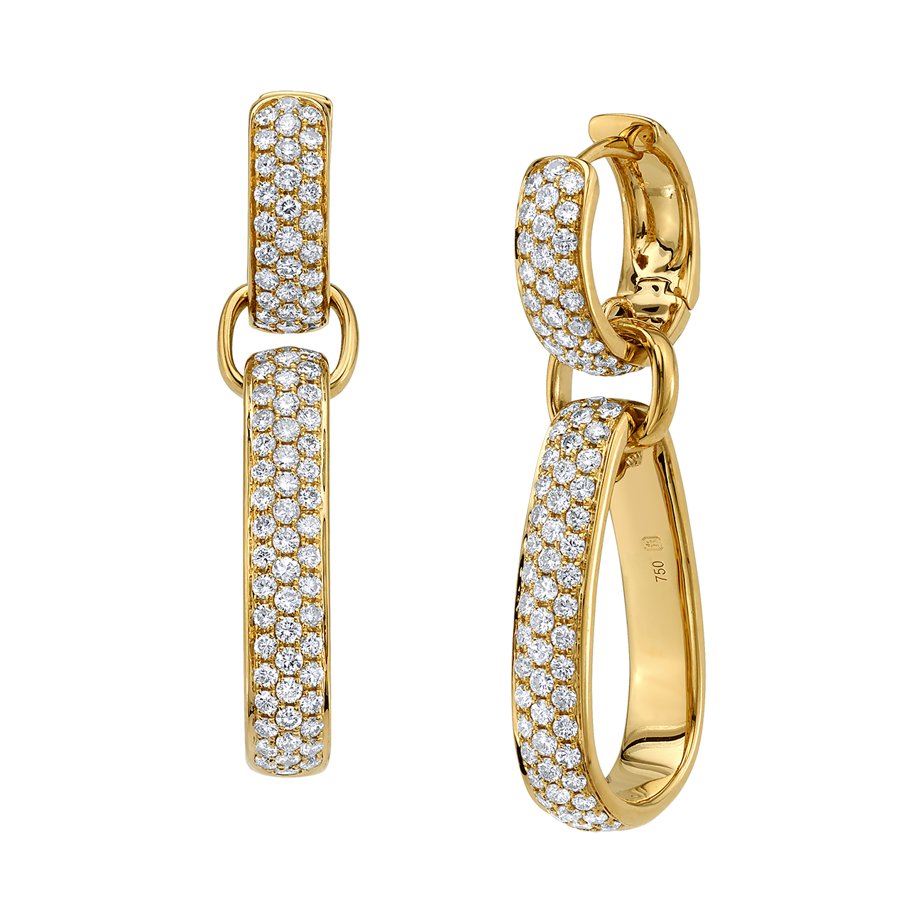 Pave Set Diamond Link Earrings