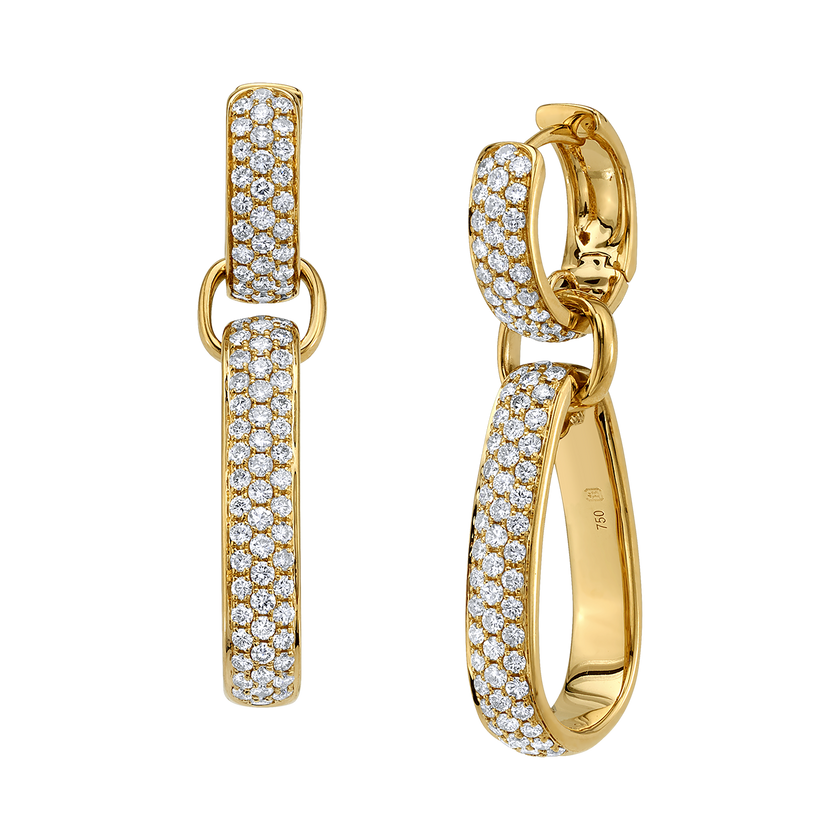 Pave Set Diamond Link Earrings