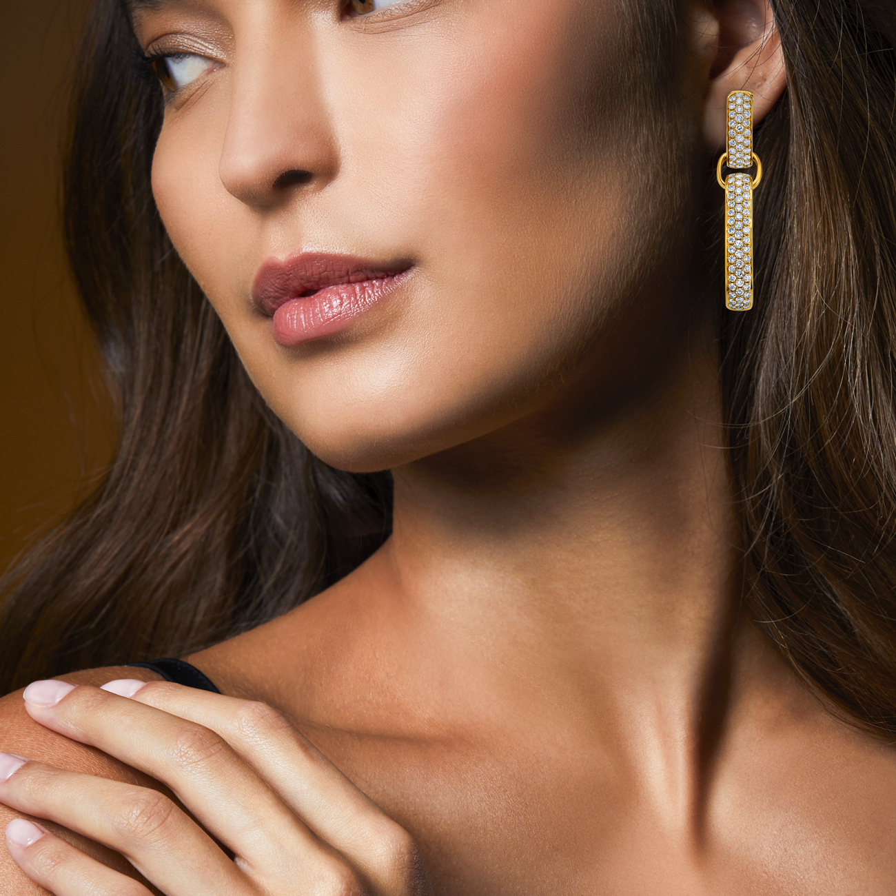 deBoulle Collection Pave Set Diamond Link Earrings