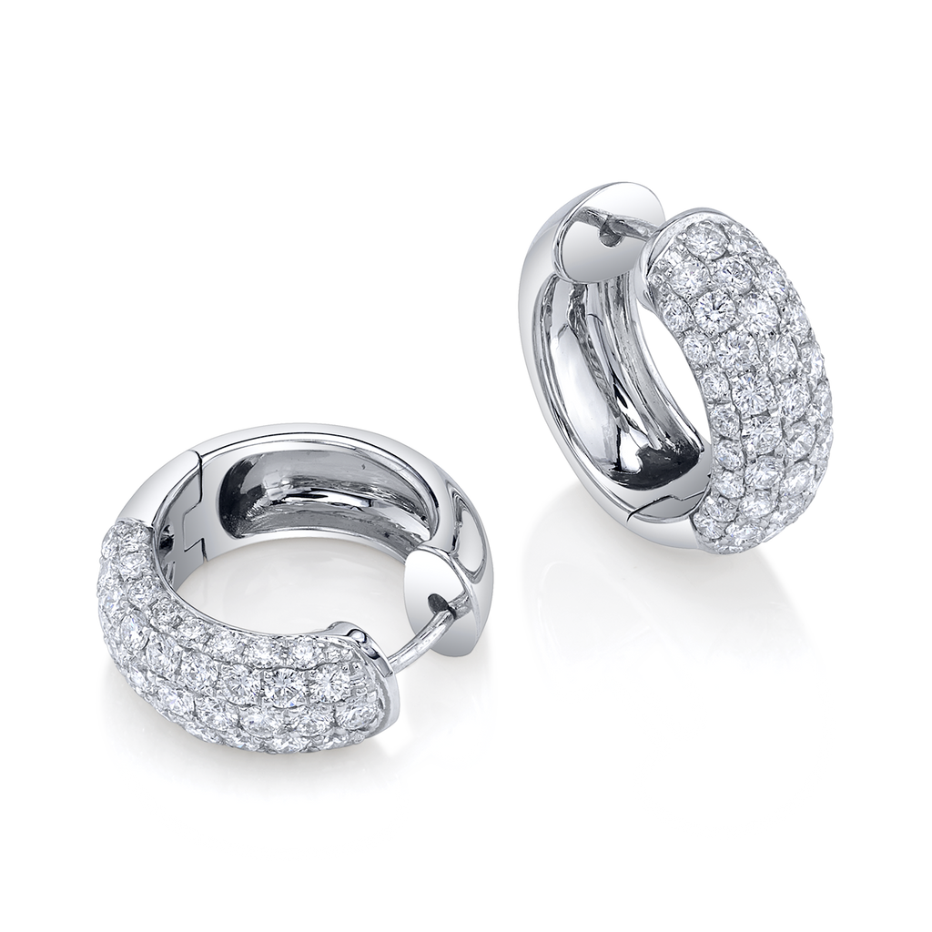 Micro Hoop Earrings with Diamonds in White Gold