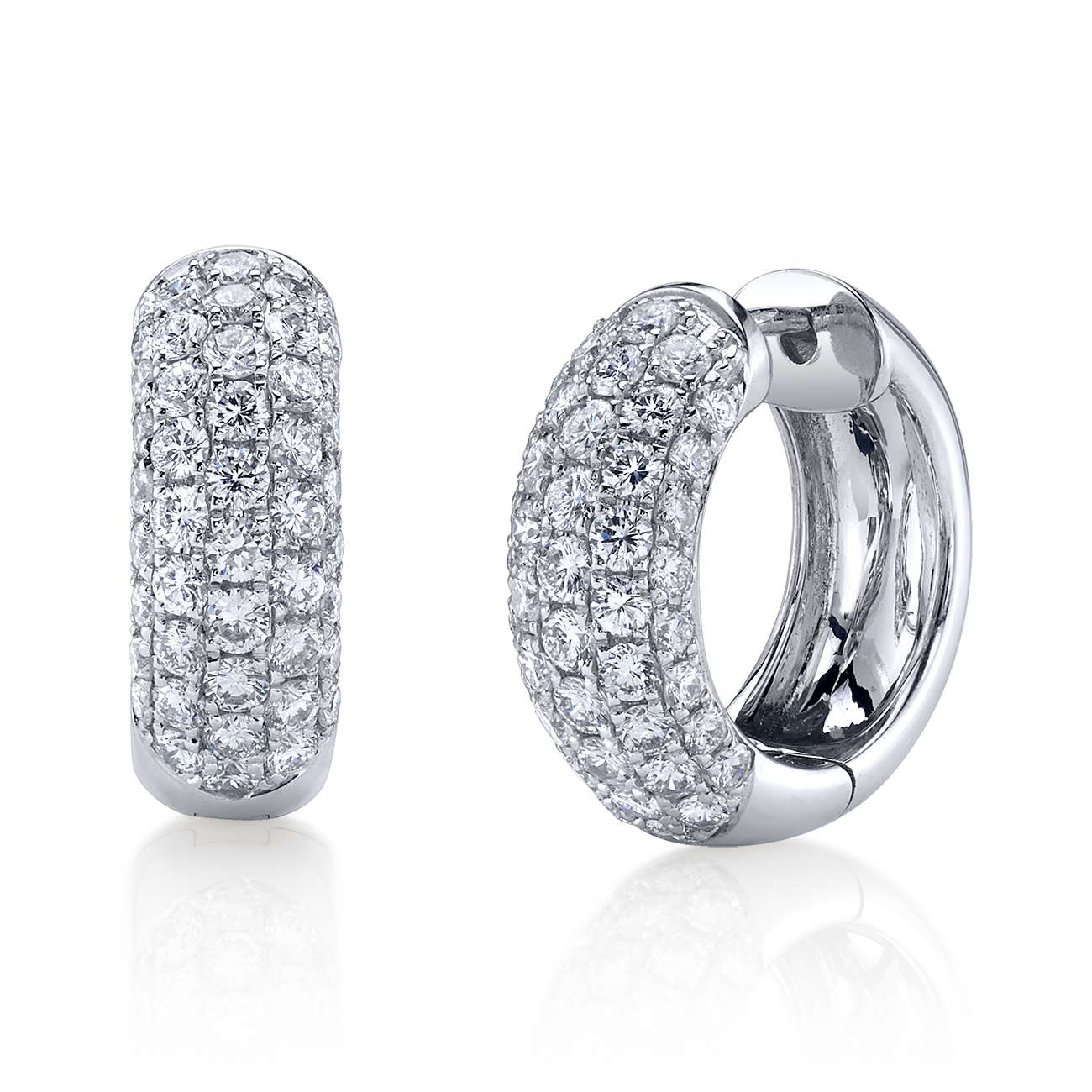 Micro Hoop Earrings with Diamonds in White Gold