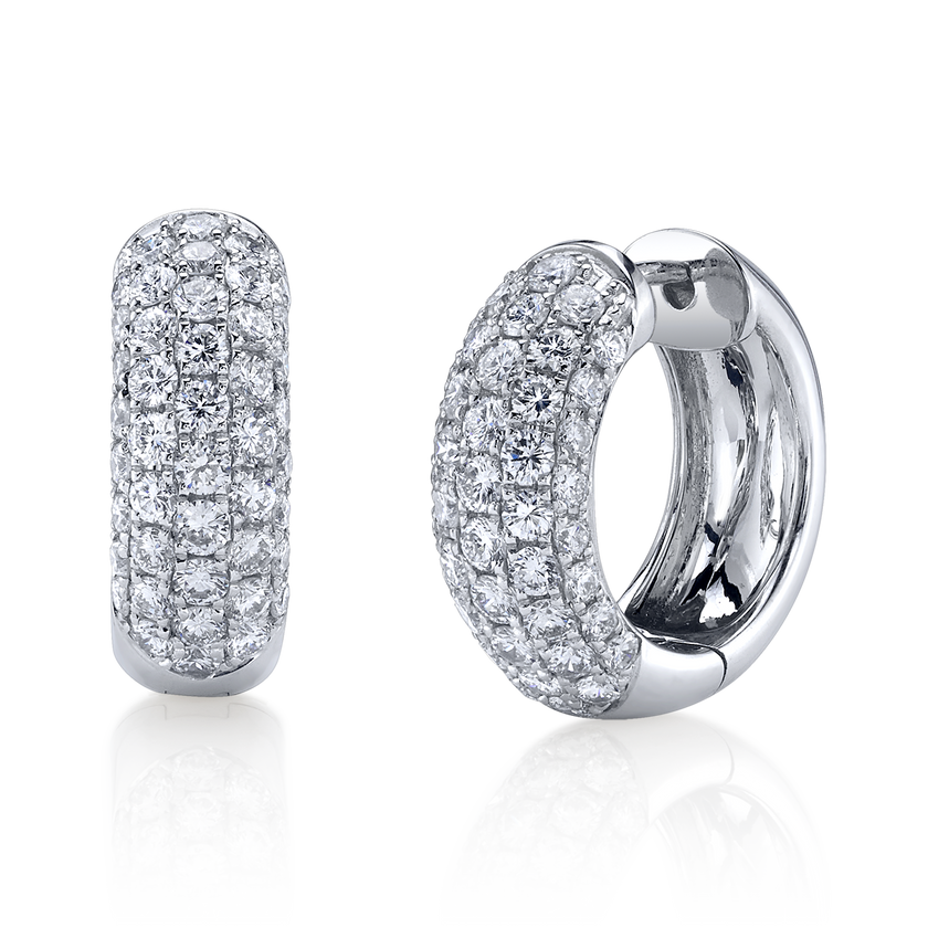 deBoulle Collection Micro Hoop Earrings with Diamonds in White Gold