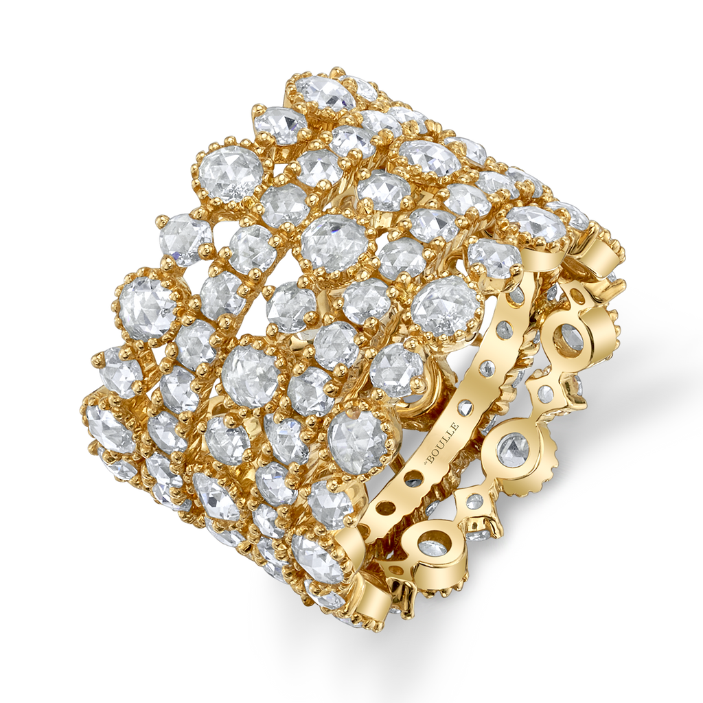 deBoulle Collection Rose Five Row Ring in Yellow Gold