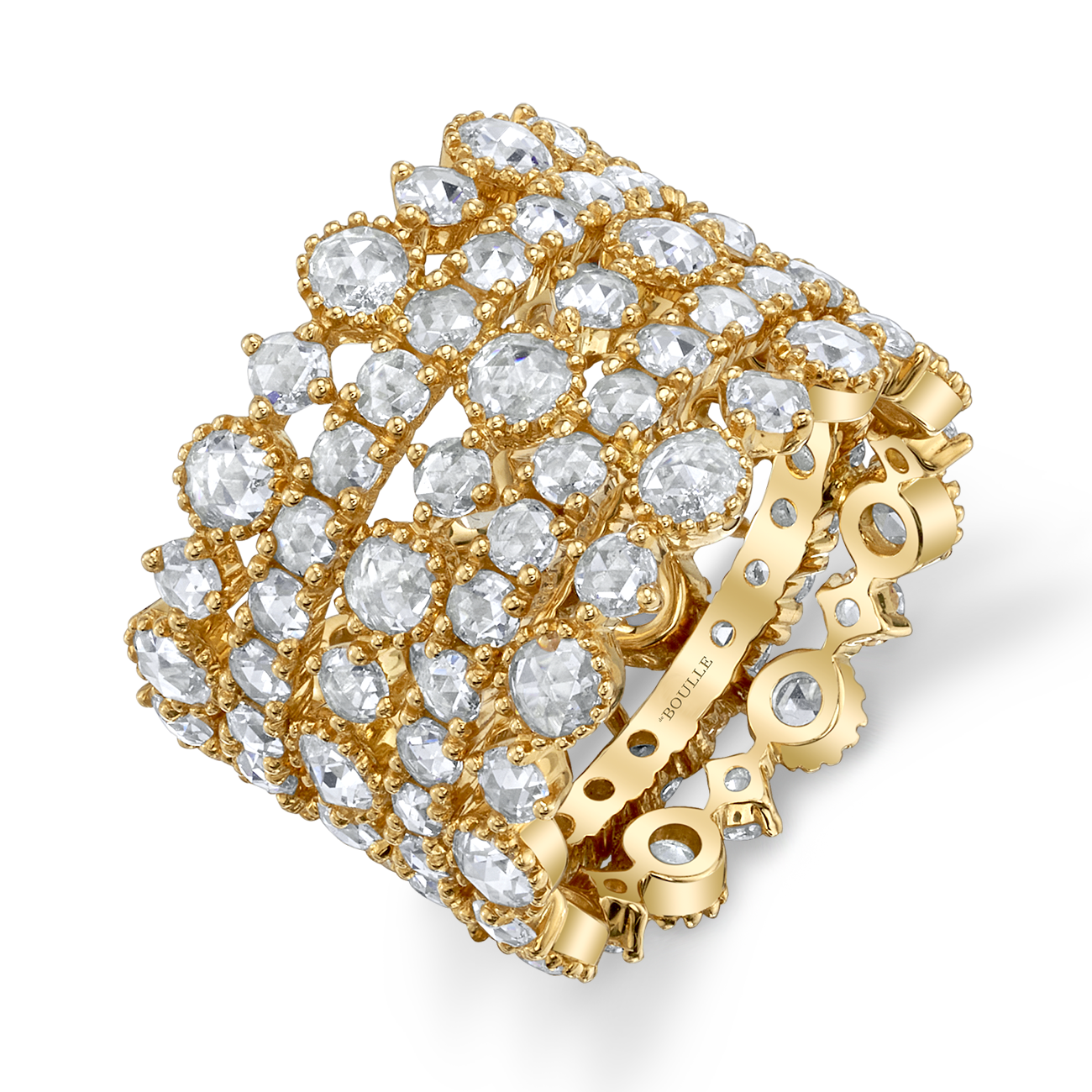 deBoulle Collection Rose Five Row Ring in Yellow Gold