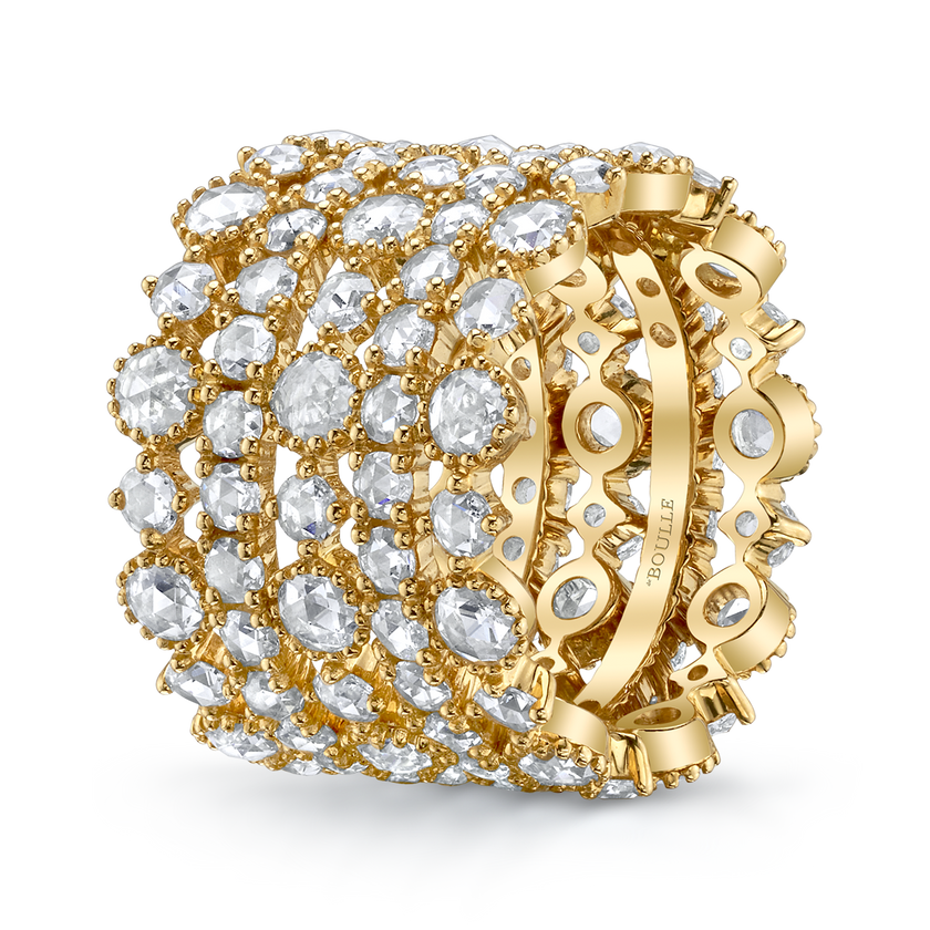 deBoulle Collection Rose Five Row Ring in Yellow Gold