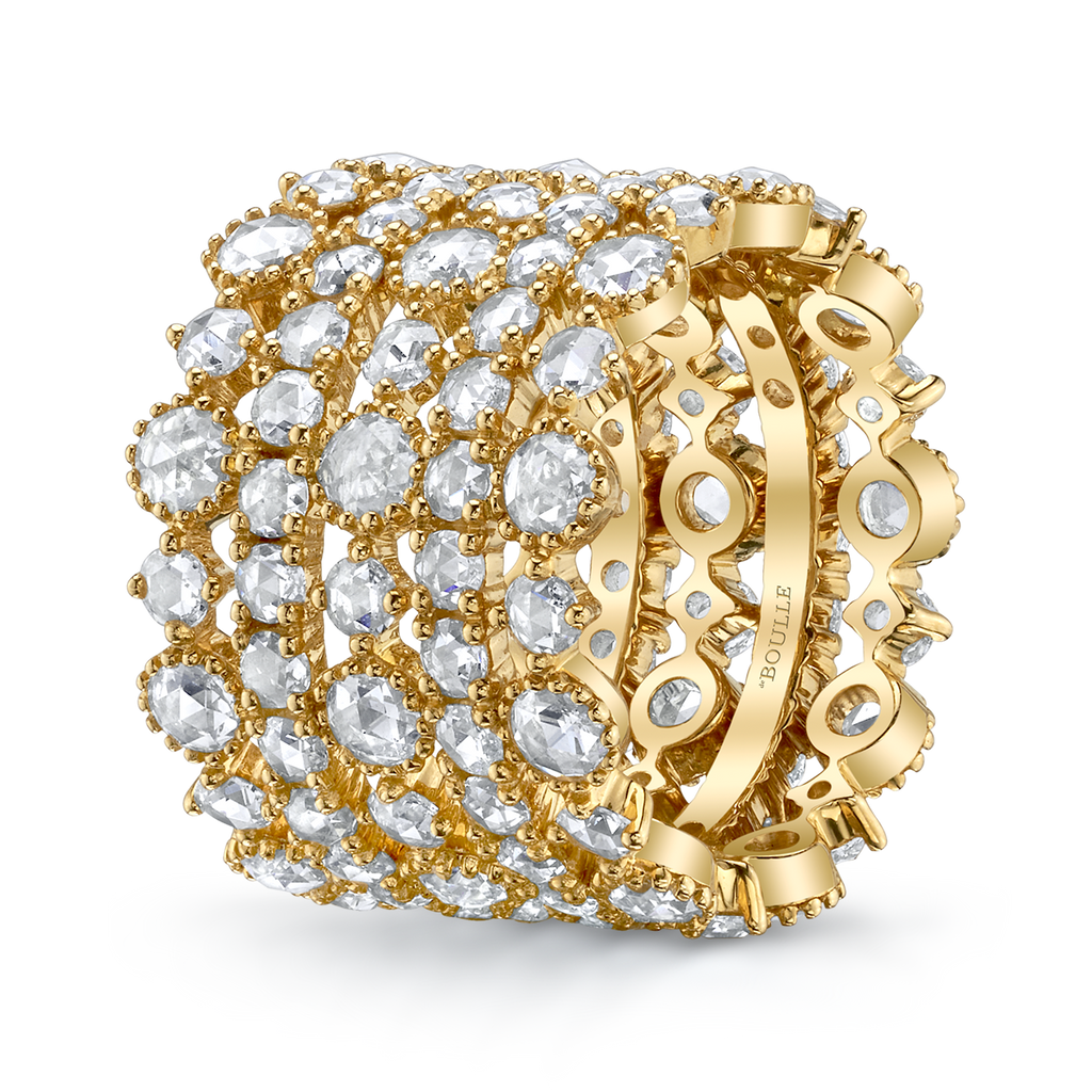 deBoulle Collection Rose Five Row Ring in Yellow Gold