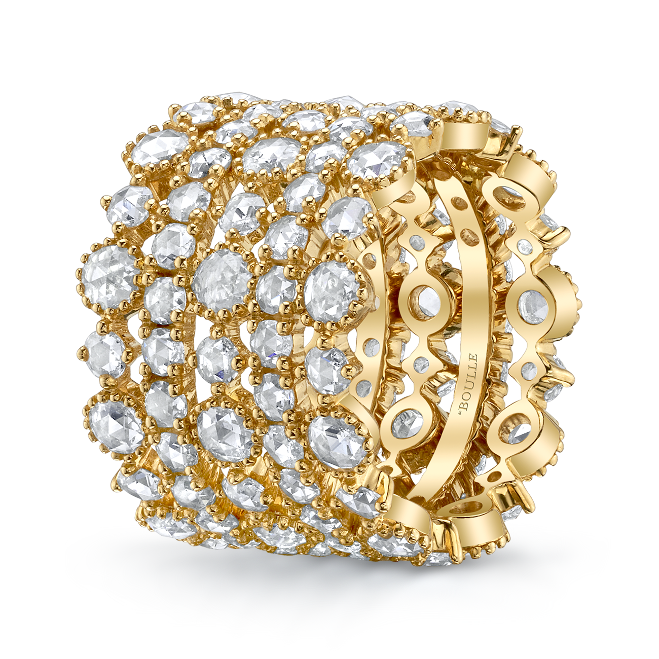 deBoulle Collection Rose Five Row Ring in Yellow Gold