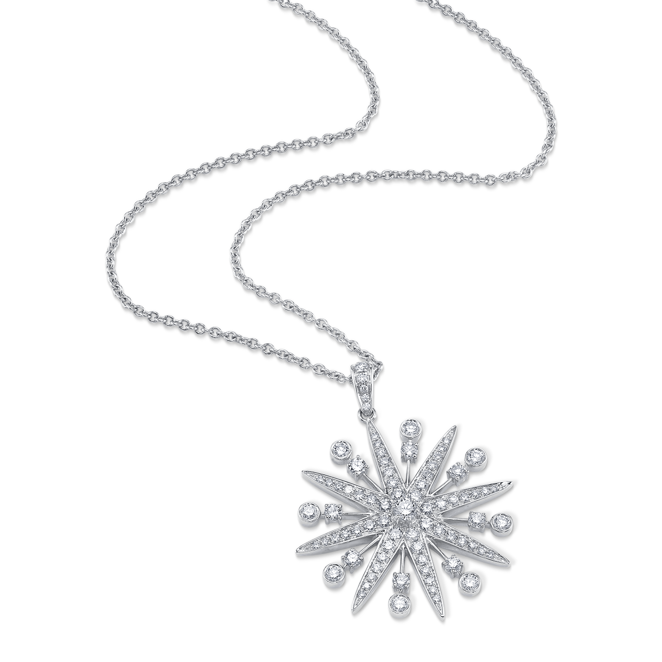 deBoulle Collection Starburst Diamond Adjustable Necklace in White Gold