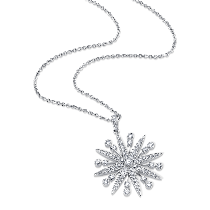 deBoulle Collection Starburst Diamond Adjustable Necklace in White Gold