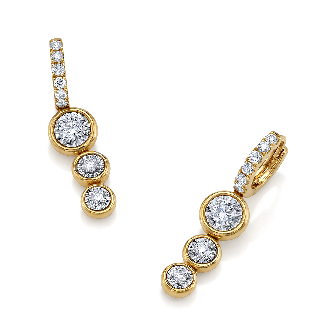 deBoulle Collection Emma Three Drop Earrings in Yellow and White Gold