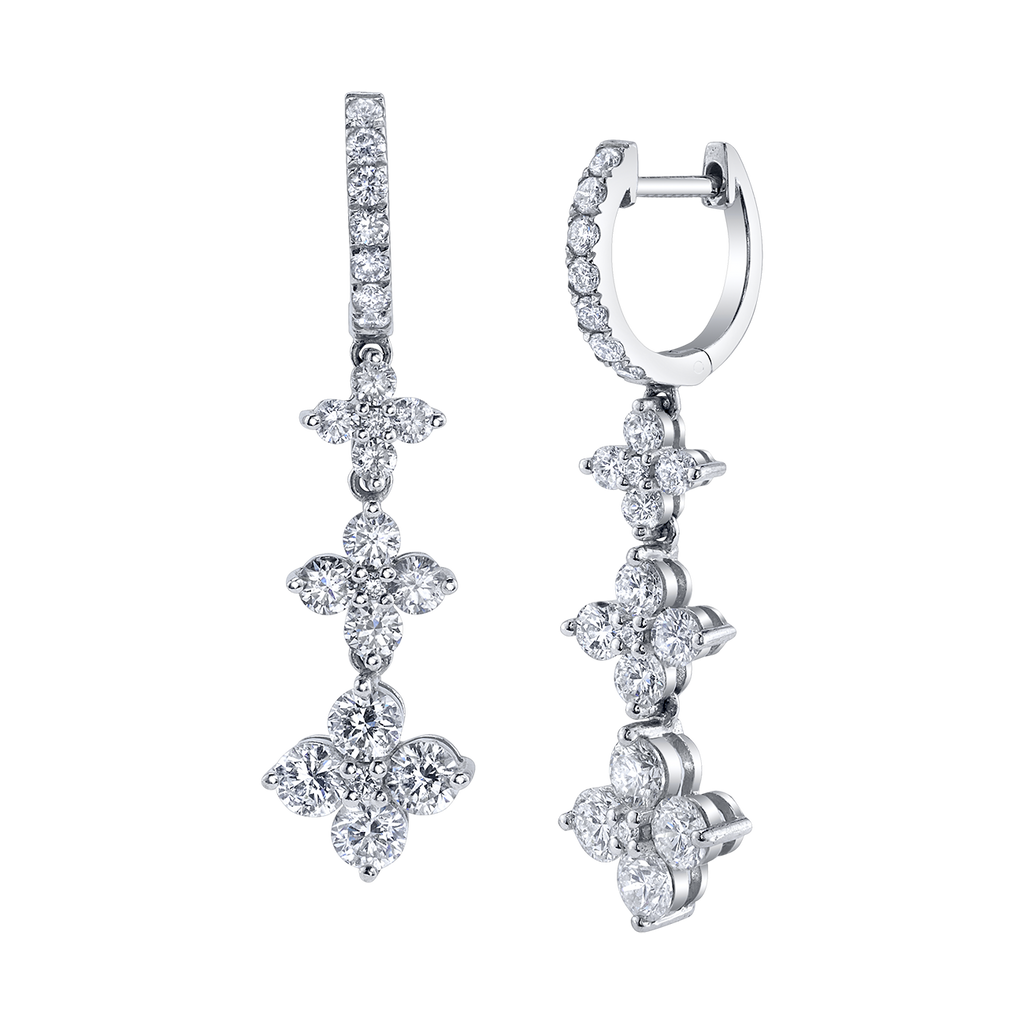 deBoulle Collection Fleur de Lis Earrings in White Gold