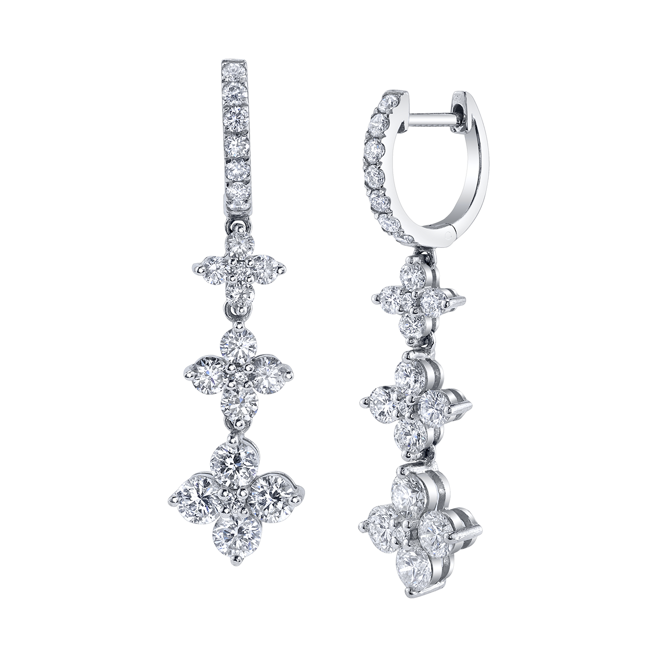 deBoulle Collection Fleur de Lis Earrings in White Gold