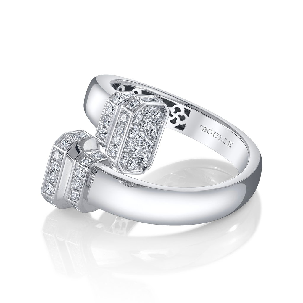 deBoulle Collection Signataire Open Bypass Ring White Gold