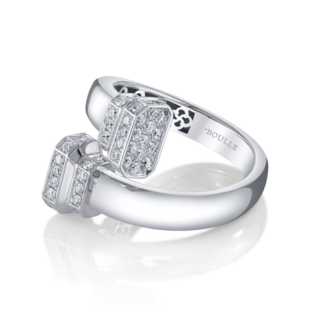 deBoulle Collection Signataire Open Bypass Ring White Gold