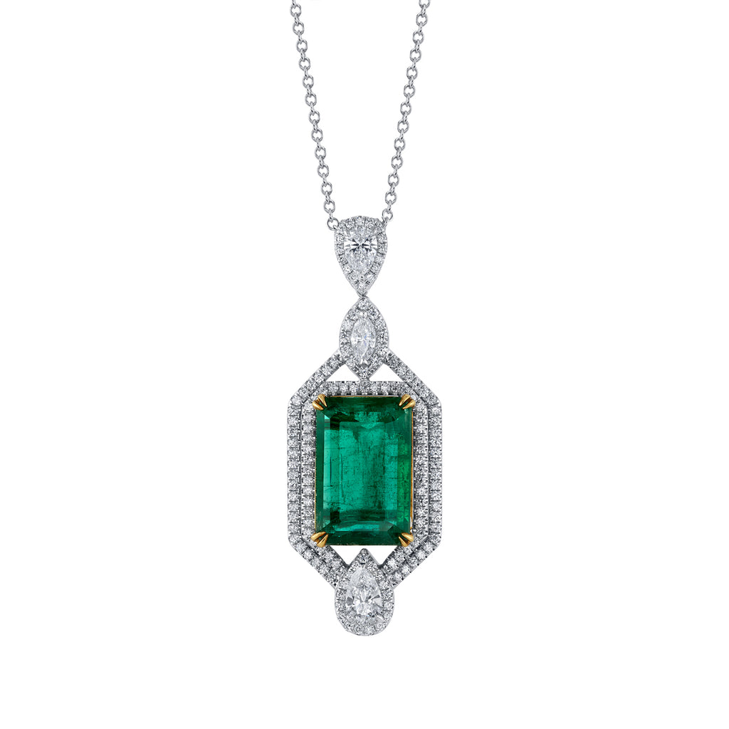 deBoulle High Jewelry Art Deco Emerald Pendant