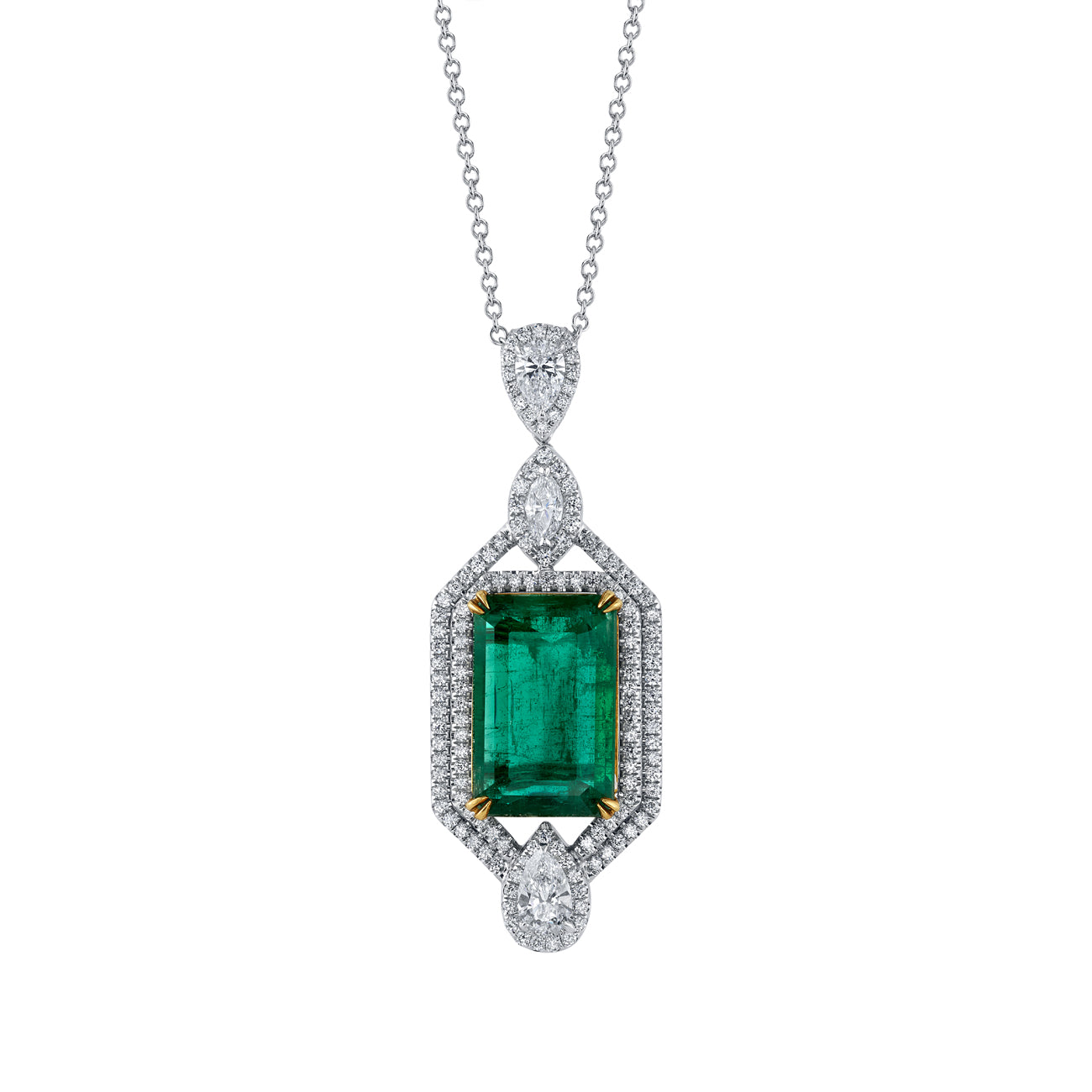 deBoulle High Jewelry Art Deco Emerald Pendant