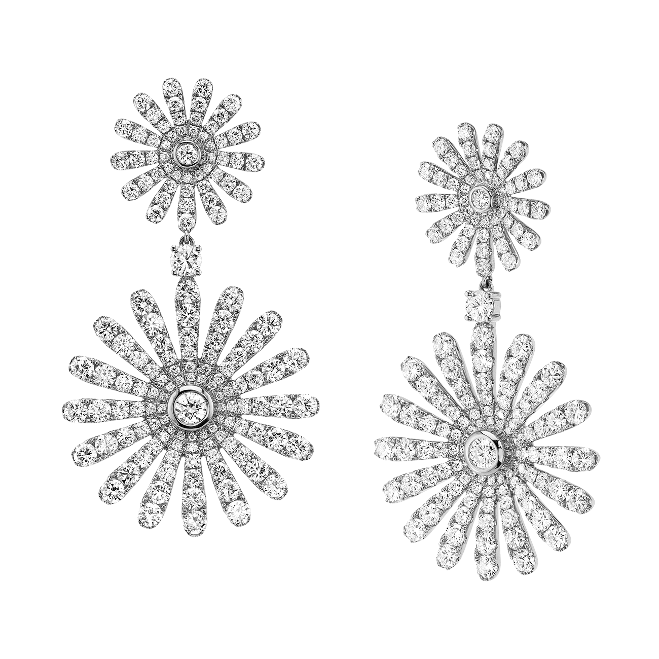 deBoulle Collection Daisy Double Drop Earrings in White Gold