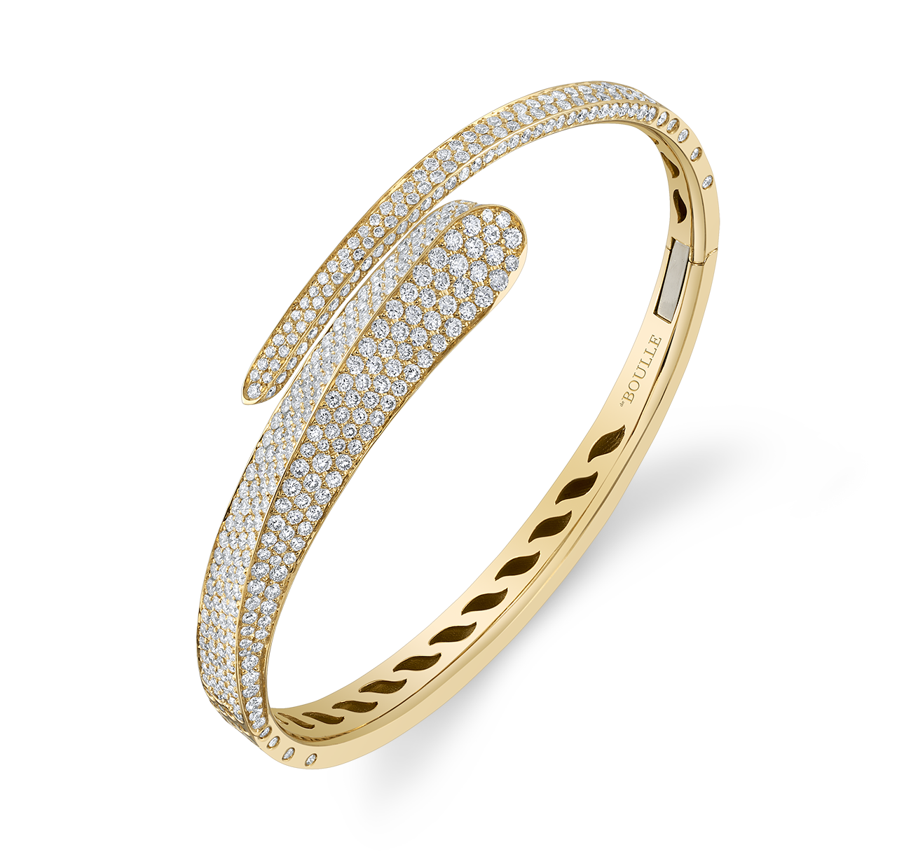 de Boulle Collection Diamond Bypass Bangle in Yellow Gold