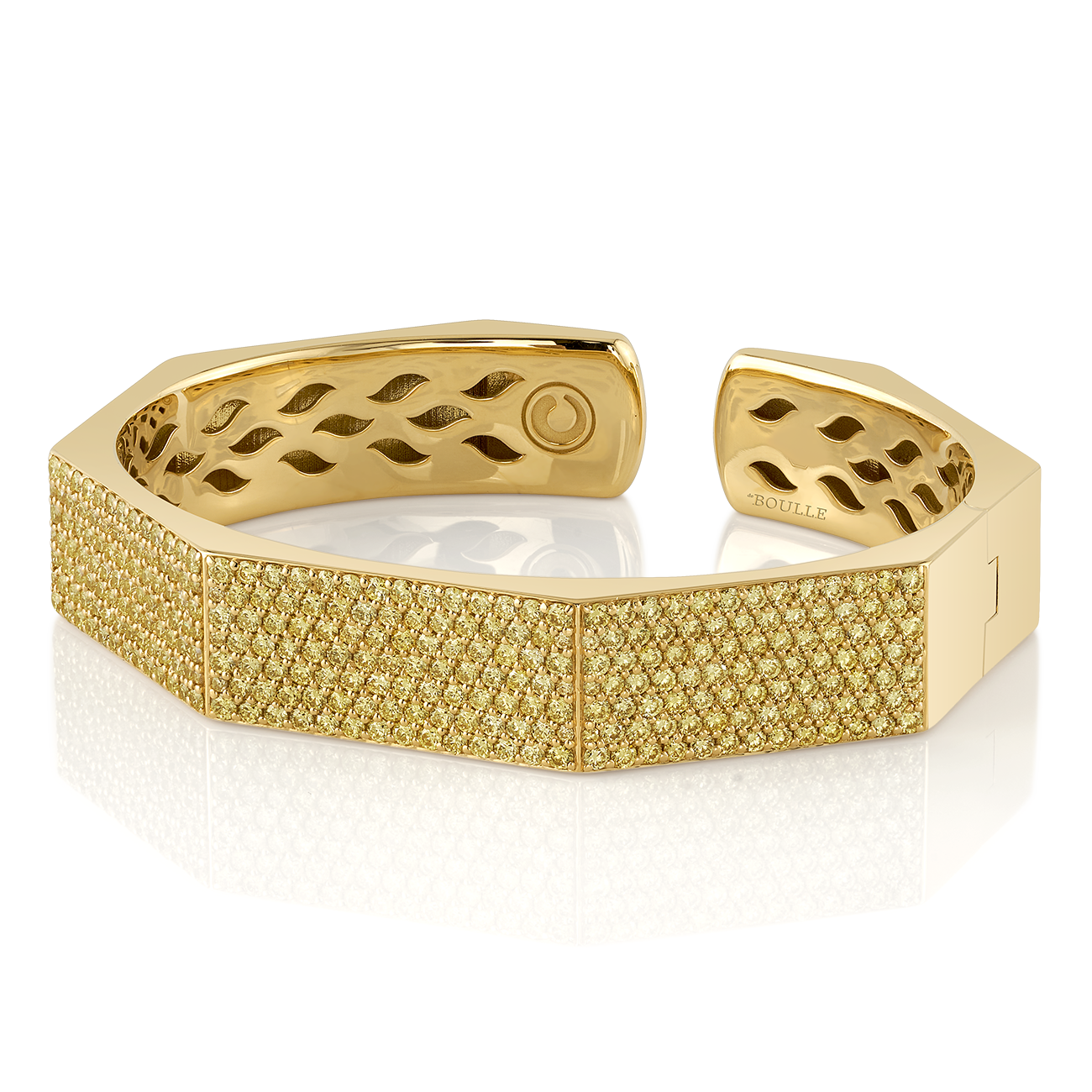 deBoulle Collection Octagonal Pavé Yellow Diamond Hinged Open Bangle Bracelet