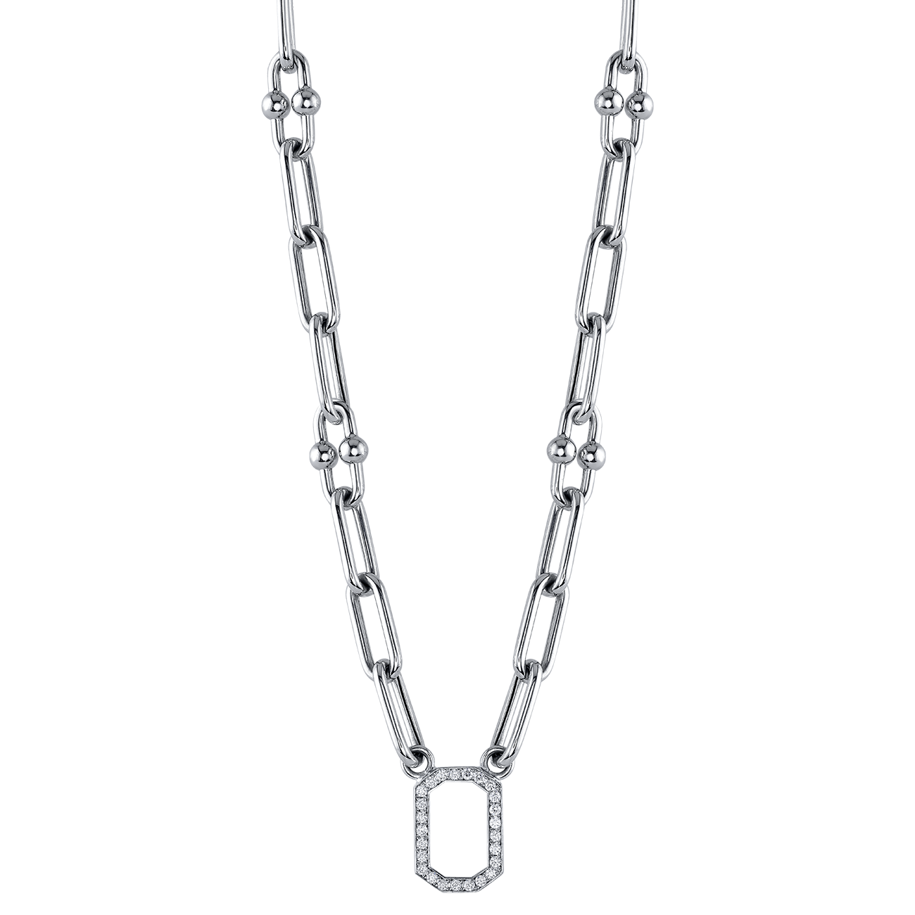 deBoulle Collection Chain Link Necklace in White Gold