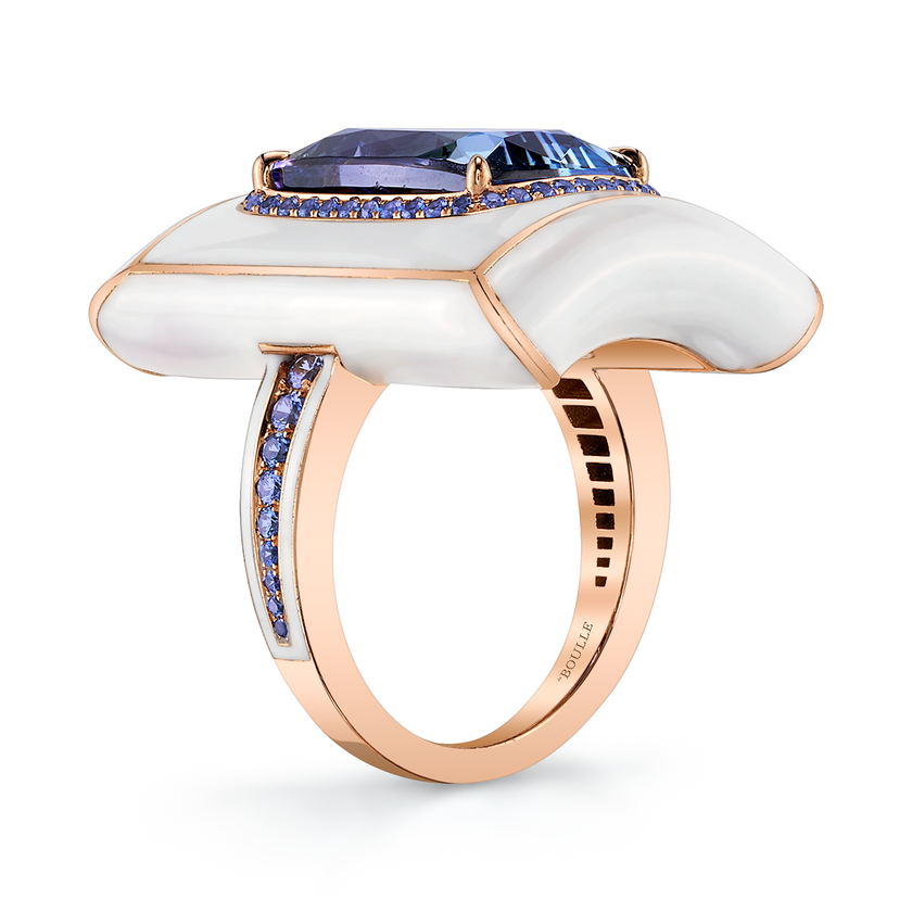 deBoulle Collection Tanzanite and Enamel Ring in Yellow Gold