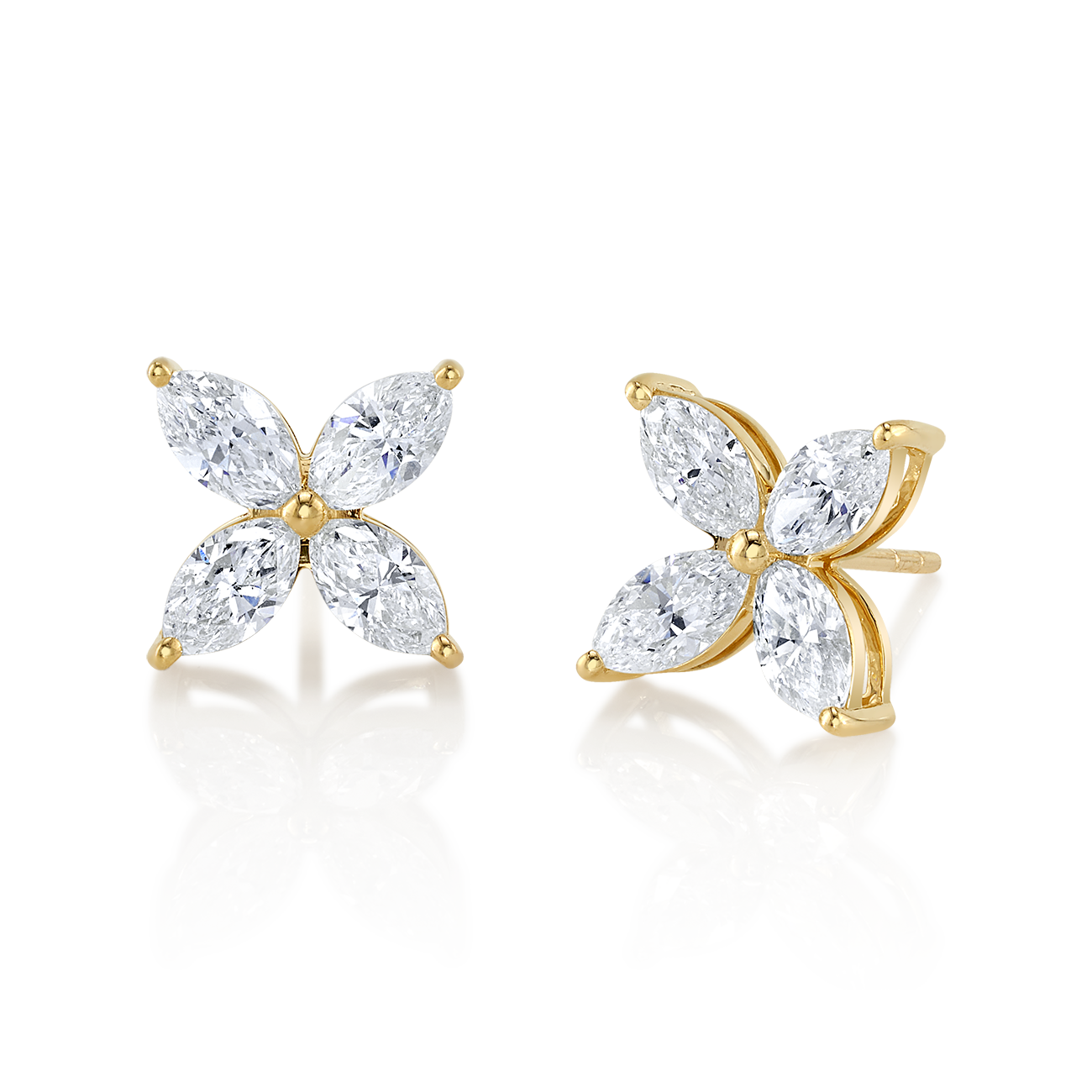 deBoulle Collection Four Petal Earrings in Yellow Gold