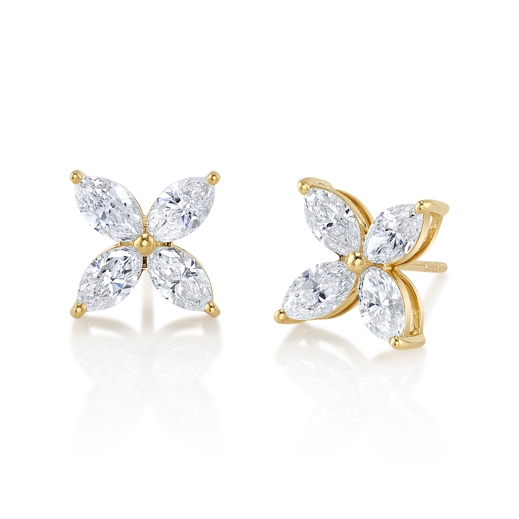deBoulle Collection Four Petal Earrings in Yellow Gold