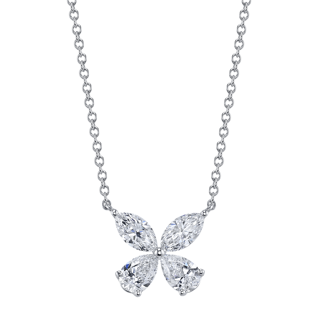 deBoulle Collection Diamond Butterfly Pendant in White Gold