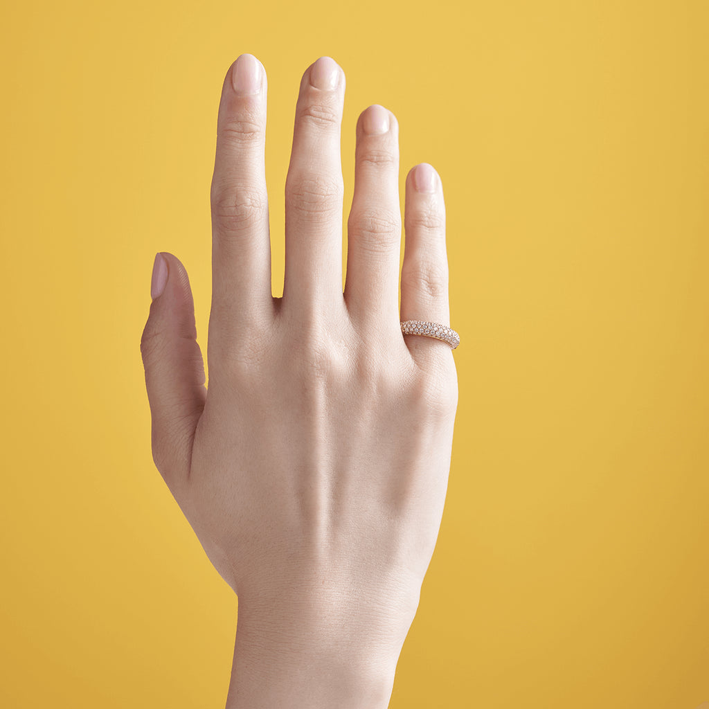 Posh Stackable Ring with Diamonds in Yellow Gold