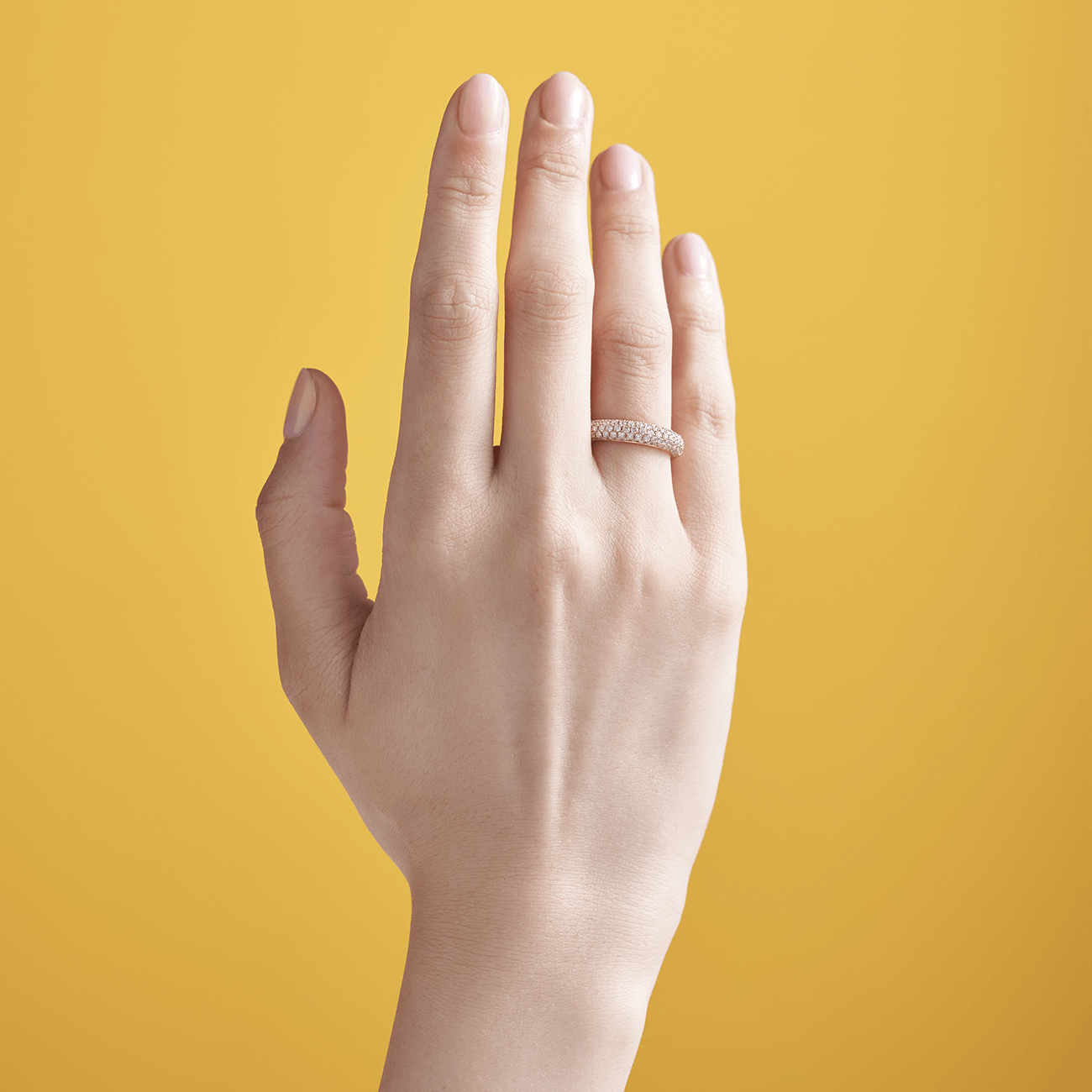 Posh Stackable Ring with Diamonds in Yellow Gold