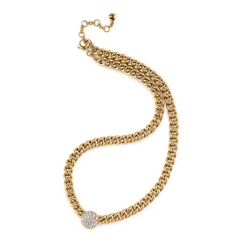 deBoulle Collection Curb Chain Choker with Diamond Center