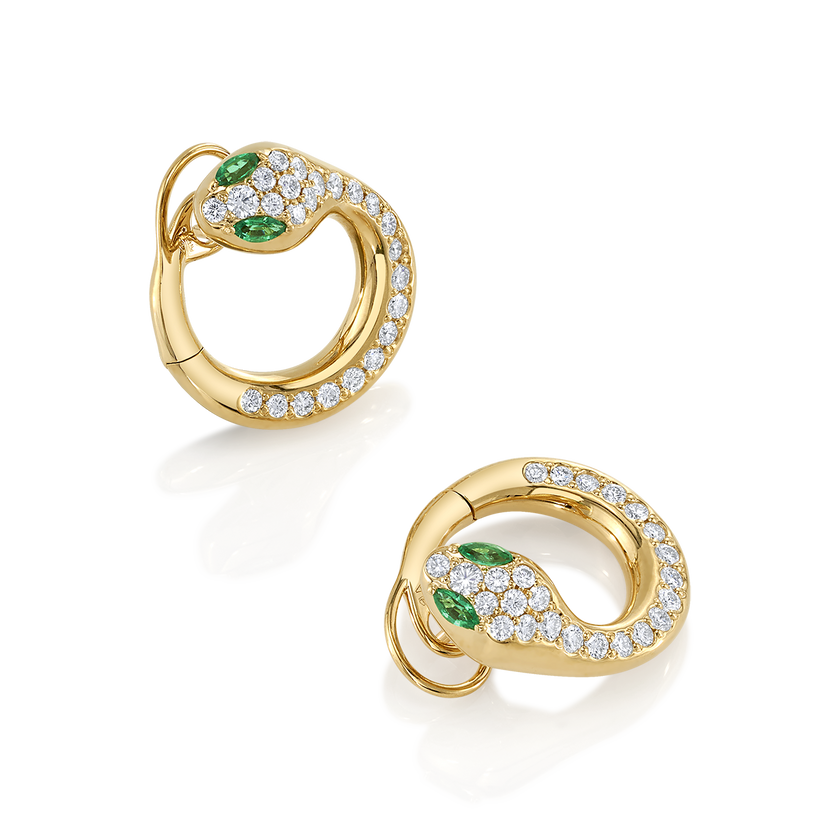 deBoulle Collection Snake Hoop Earrings in Yellow Gold
