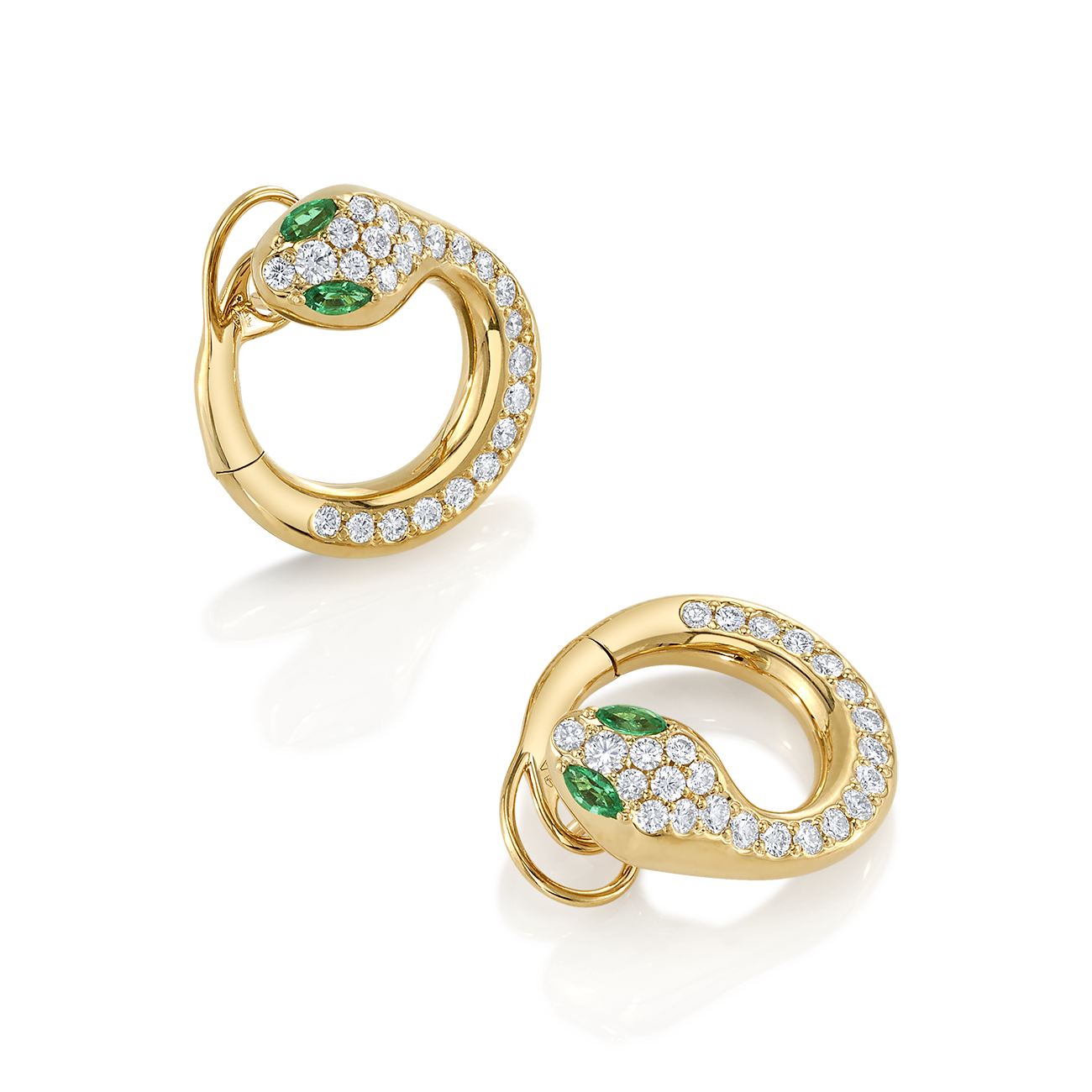 deBoulle Collection Snake Hoop Earrings in Yellow Gold