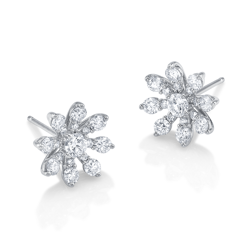 deBoulle Collection Bloom Earrings in White Gold