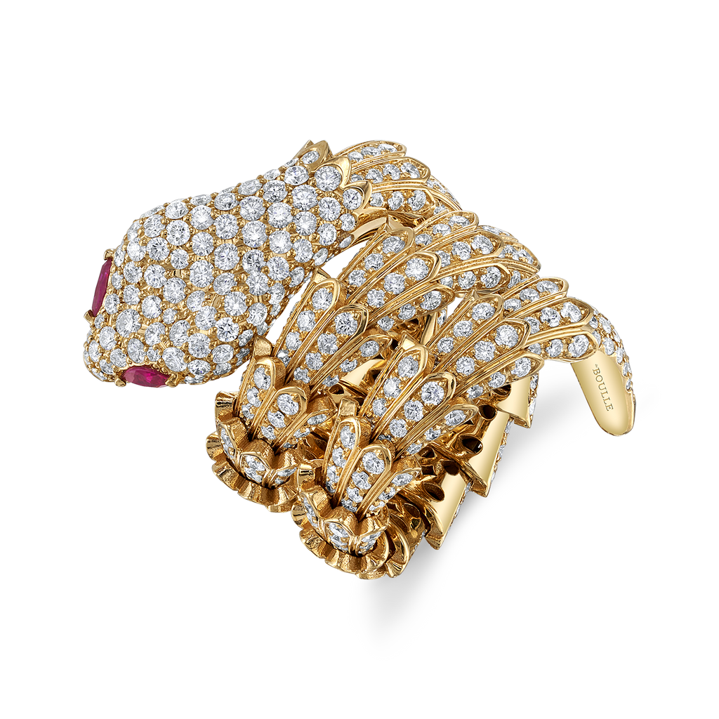 Snake Ring with Diamond Coils