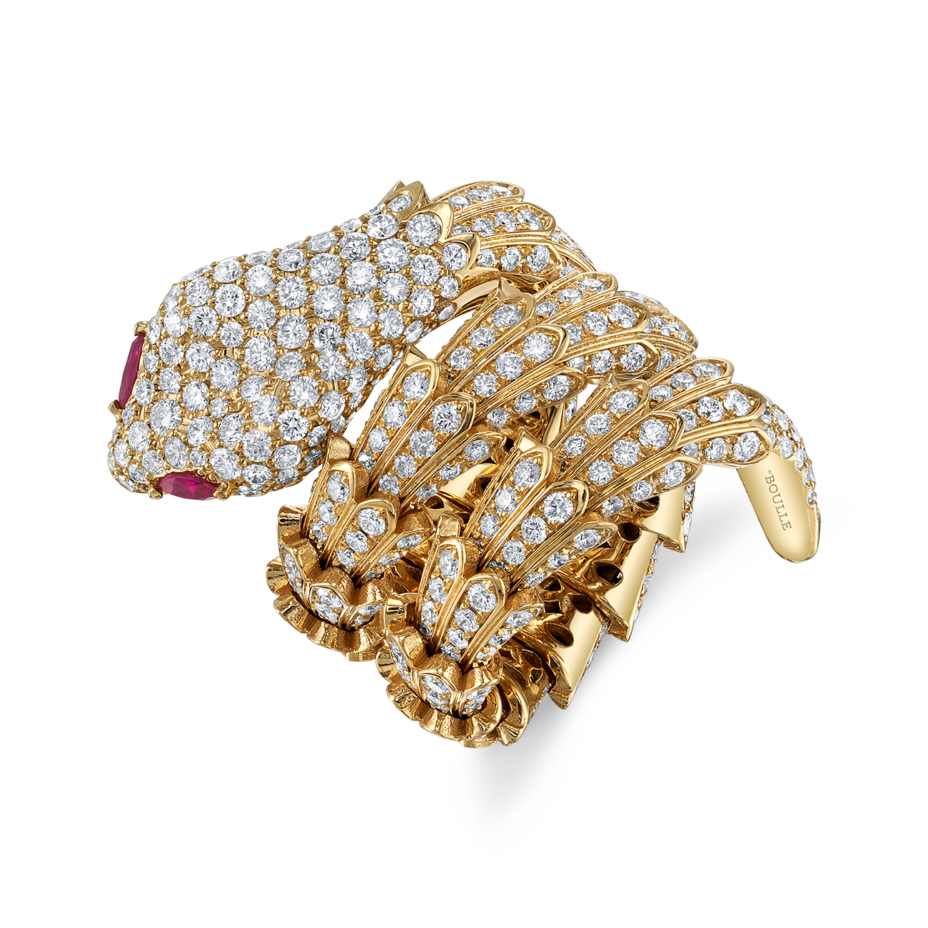 Snake Ring with Diamond Coils