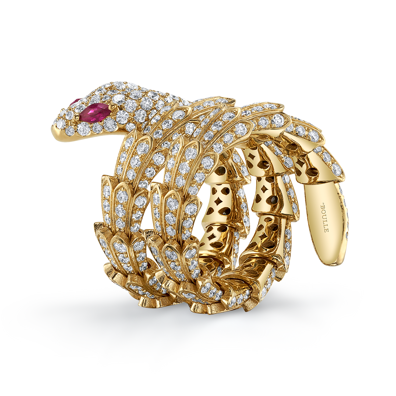 Snake Ring with Diamond Coils