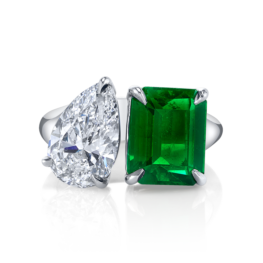 deBoulle High Jewelry Collection Toi Et Moi Emerald and Diamond Ring