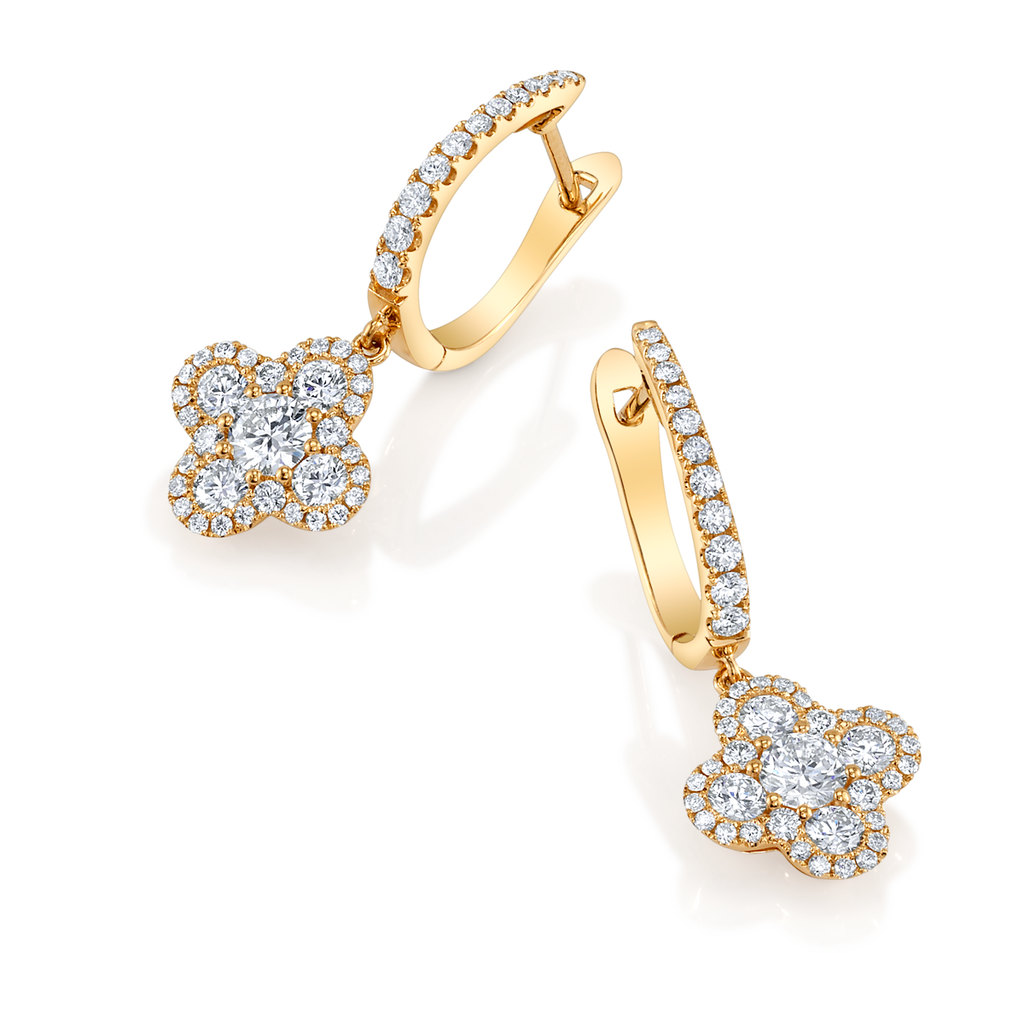 deBoulle Collection Clover Earrings in Yellow Gold