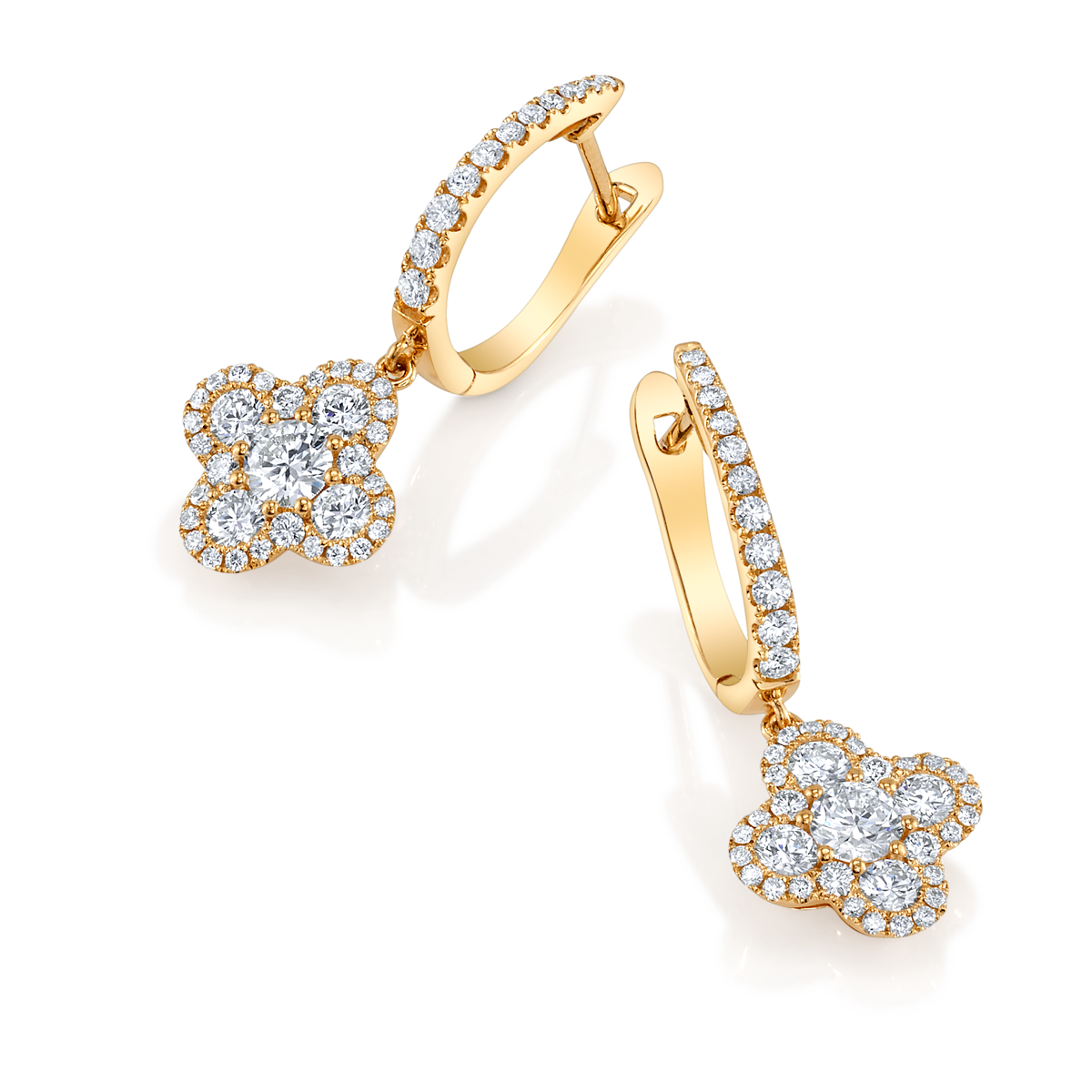 deBoulle Collection Clover Earrings in Yellow Gold